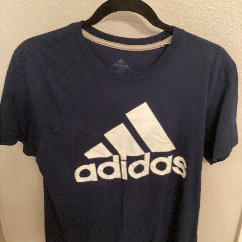 Adidas Blue and White Short Sleeve Tee